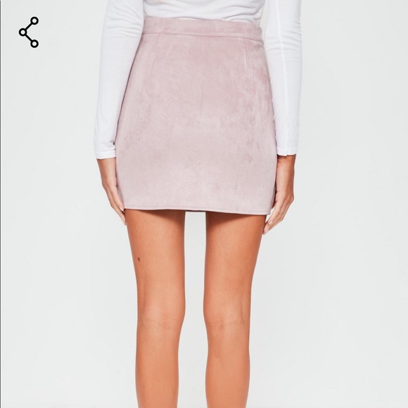 Faux Suede Blush Mini Skirt - Picture 4 of 6
